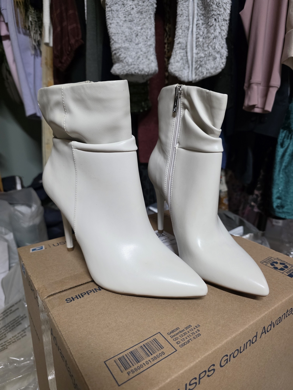 Jessica Simpson Cream Pointed Stiletto Ankle Booties